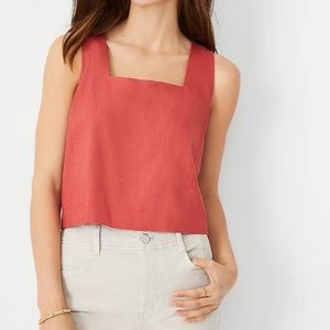 TAN Ann Taylor Square Neck Tank Top